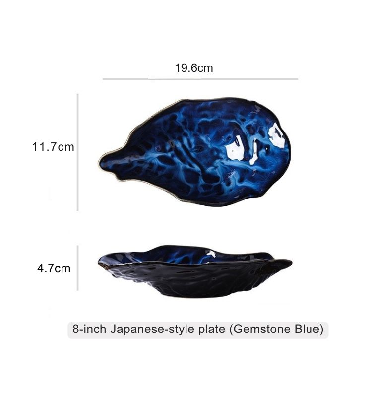 8-inch Japanese-style plate - Gemstone Blue)
