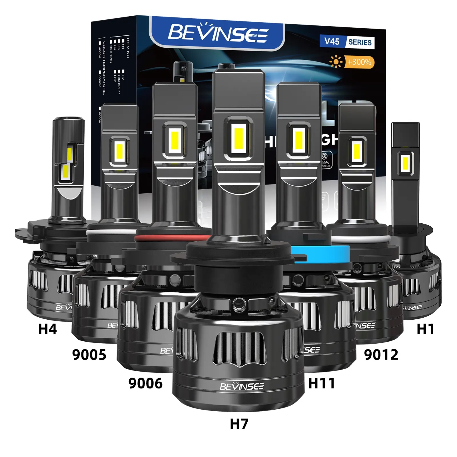 Bevinsee 2x V45 супер яркий белый 120 Вт комплект дальнего света 22000 лм 6500K авто H4 светодиодные лампы 9005 9006 9012 H11 H7 H1 светодиодные фары