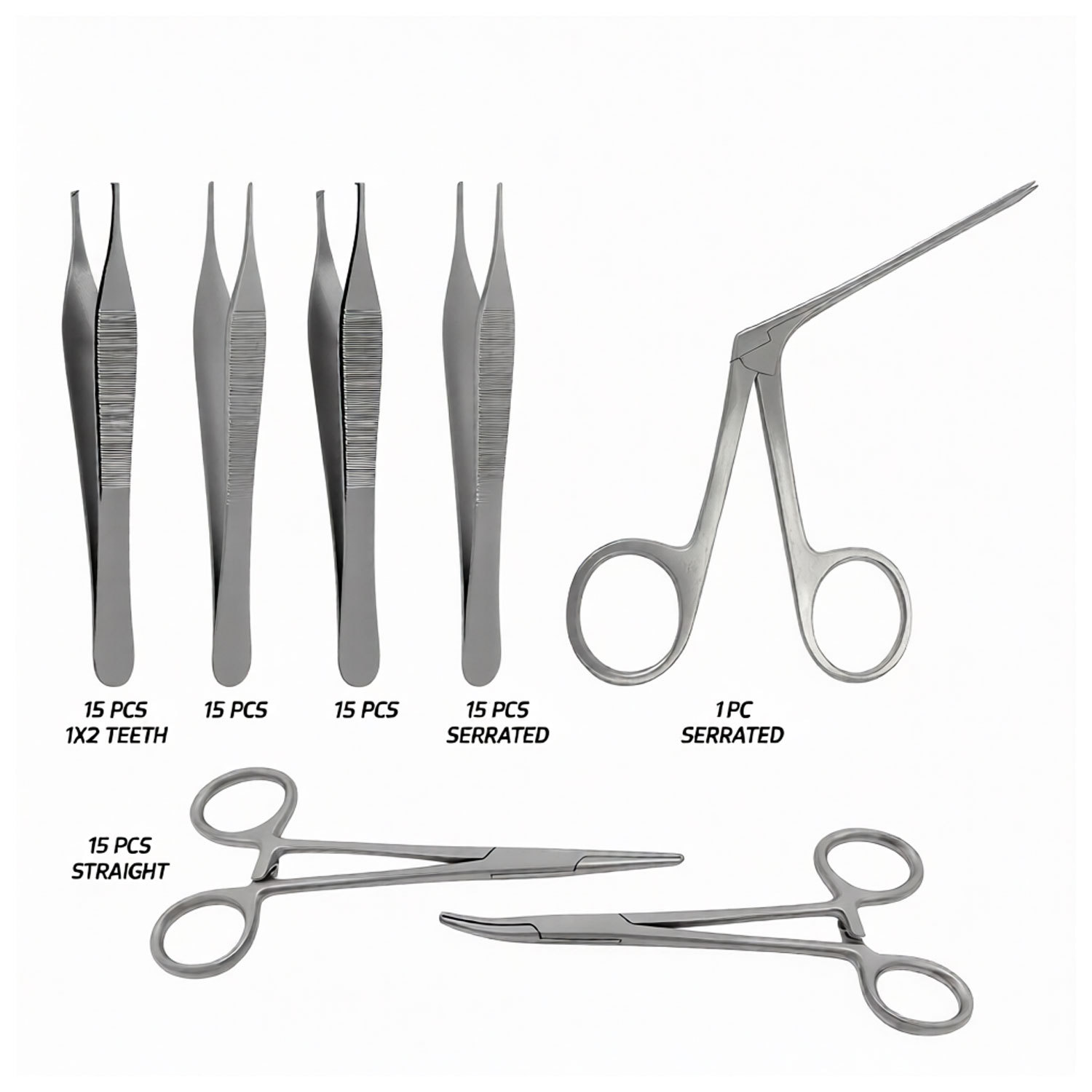 Tissue Hemostat and Alligator Forceps Instruments Set