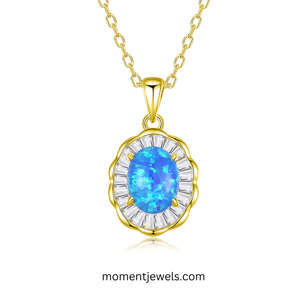 Yellow Gold Blue Opal