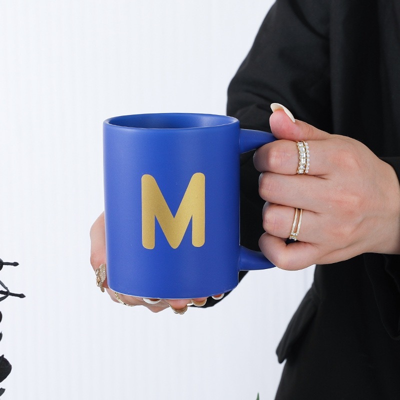 custom alphabet blue ceramic Mug (M)