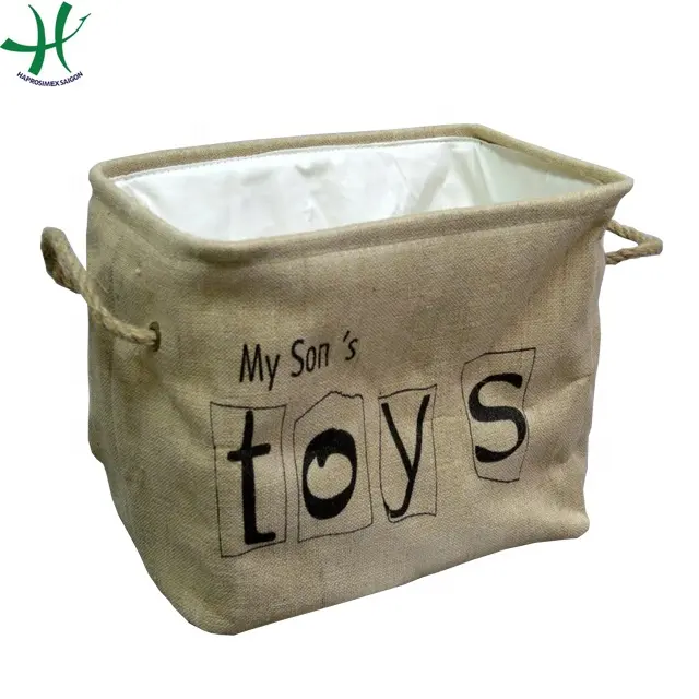 Yüksek kaliteli katlanır depolama sepeti, jüt sepet giyim veya oyuncak organize, saklama kutuları ve kutuları