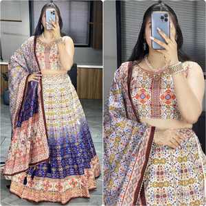 ATTRACTIVE DOLA SILK PRINTED GOTA PATTI WORK LEHENGA <strong>CHOLI</strong> WITH DUPATTA PURPLE