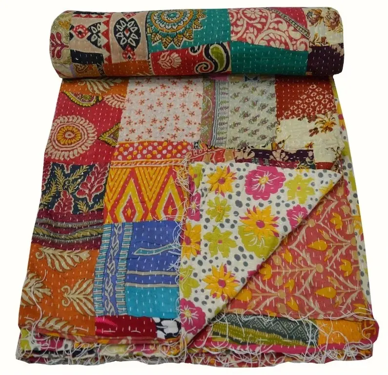 Nuovo arrivo Vintage Patchwork kantha trapunta lavoro manuale Kantha trapunta in cotone per la decorazione domestica