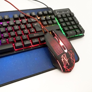 Juego combinado de juegos por cable 3 en 1 con iluminación RGB Ratón óptico Teclado retroiluminado LED para computadoras-Alfombrilla de ratón con interfaz USB - Product Image 5