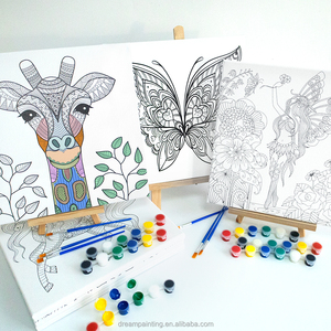 Pre-printed <strong>Canvas</strong> Painting Kit With Brush 30*30CM Stretched <strong>Canvas</strong> Print for Adult DIY Art Painting