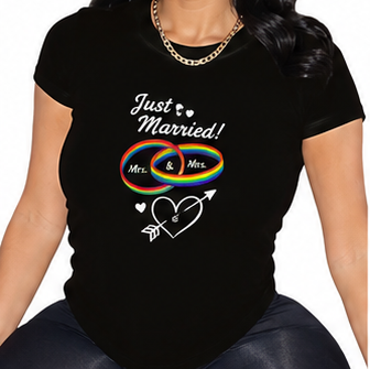 T-shirt arc-en-ciel "Just Married" - Édition Pride