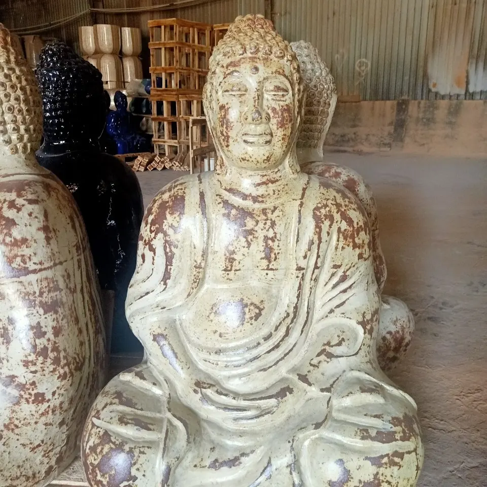 [Ecova Decor] le principali antiche statue rustiche di BUDDHA ornamenti in ceramica smaltata-VIETNAM tide