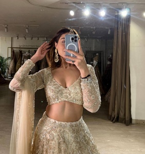 <strong>New</strong> Arrival Heavy Organza Silk Embellished with Codding and Sequence Work and Lace Border Blouse Pieces for Women Wear <strong>Lehenga</strong>