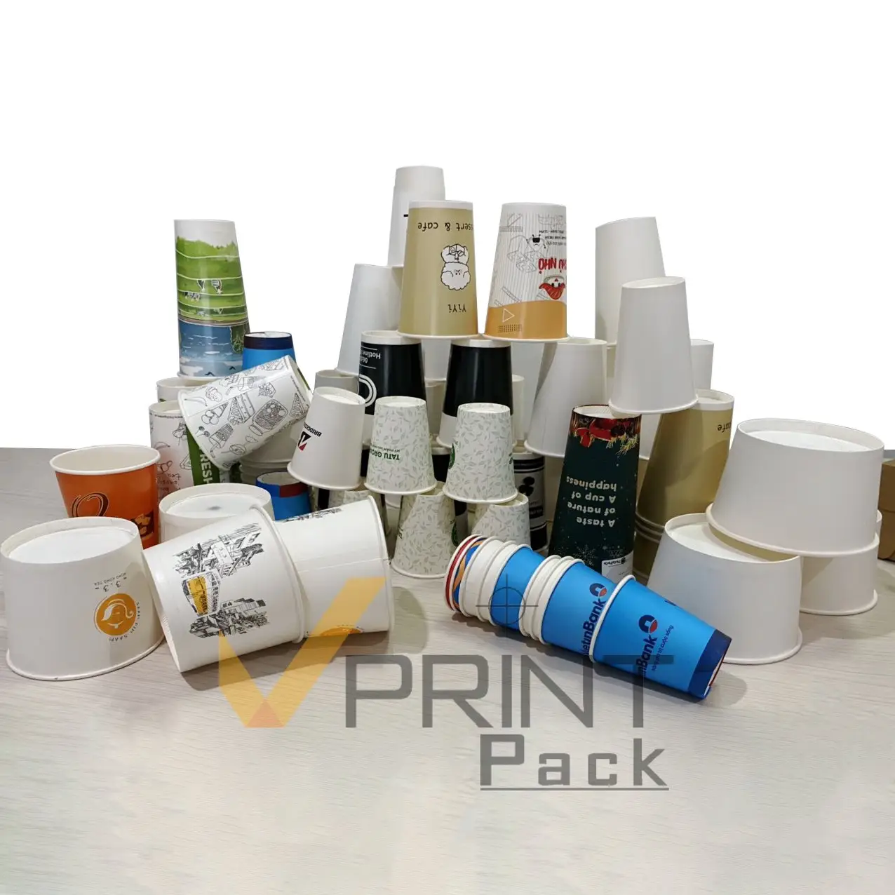 エコ製品、使い捨て紙コップストロープレートボウルカスタム使い捨て紙コップ、ベトナム企業の8〜12オンス