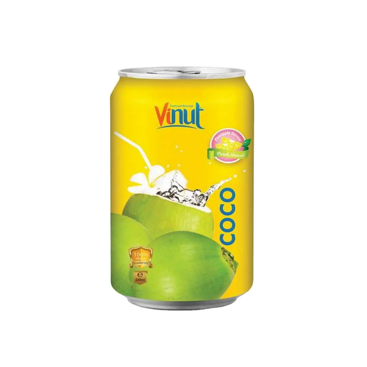 VINUT Can (estañado), 330ml, agua de coco con piña, servicio de etiqueta privada, empresa de baja sal en Vietnam