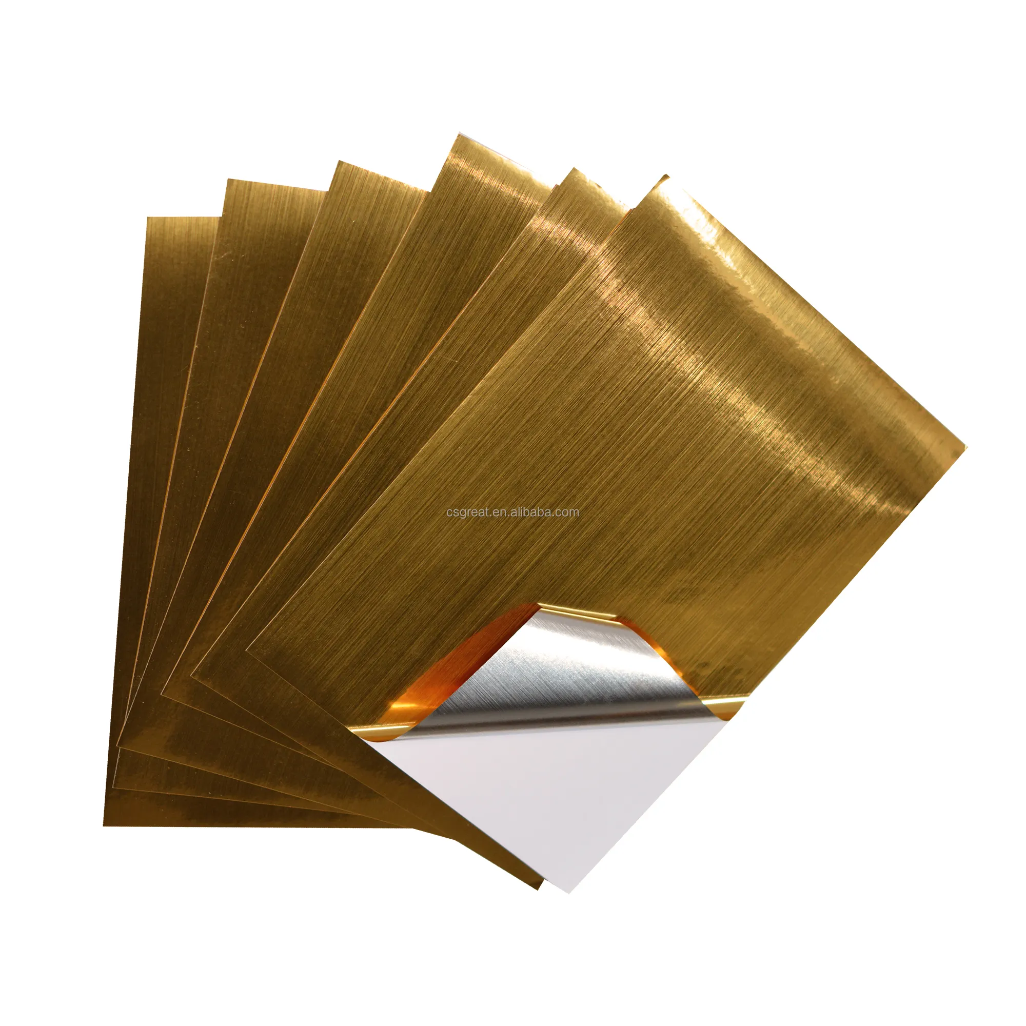 Gouden Borstel Waterdicht Verwijderbaar Metallic Gouden Sticker Papier Pet A4 Borstel Goud Bedrukbaar Vinyl Voor Aangepaste Logo Verpakking Etiketten