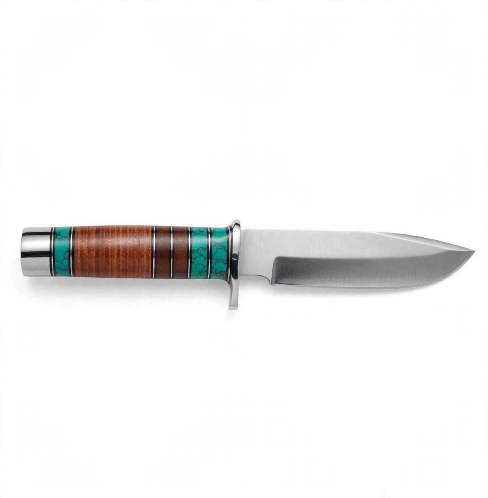 Brown Wood Grain, Turquoise Blue & Black Ring Accent