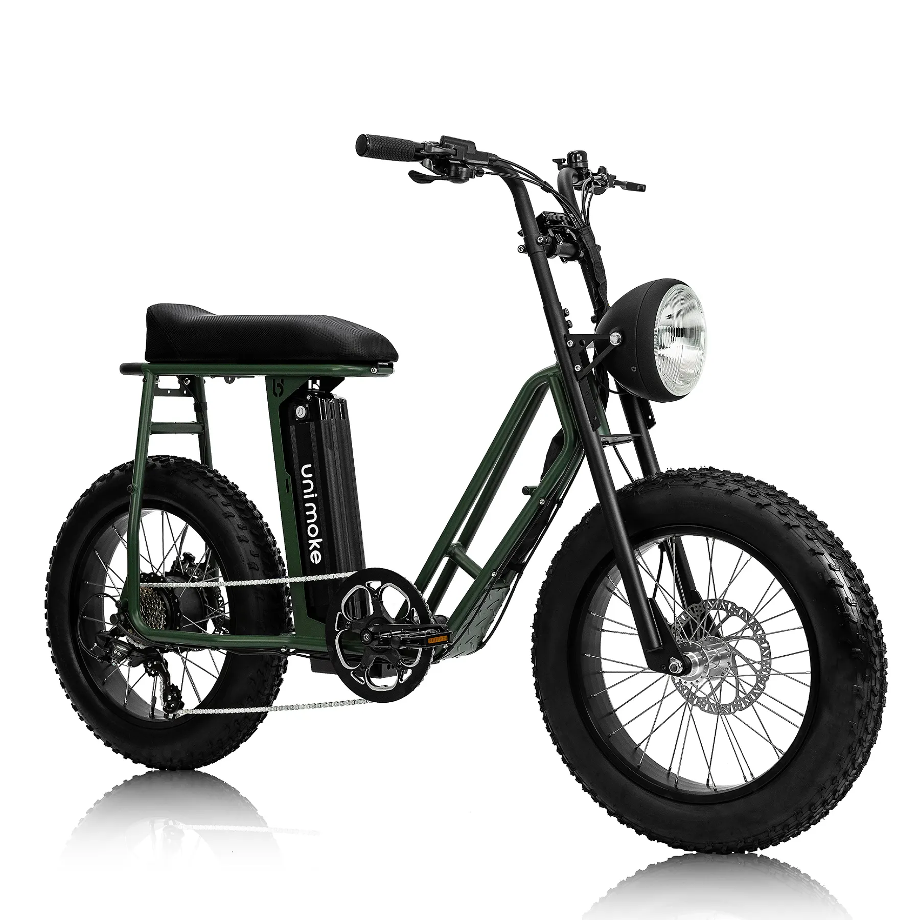 Bicicleta de asistencia eléctrica Unimoke SW verde de Urban Drivestyle, motor de cubo trasero ebike diario de viaje de ciudad