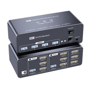 HDMI KVM交换机DP 2.1 8k 60hz 2台电脑3台显示器2端口2进3出2台电脑共享3台显示器和4个USB 3.0端口 - Product Image 6