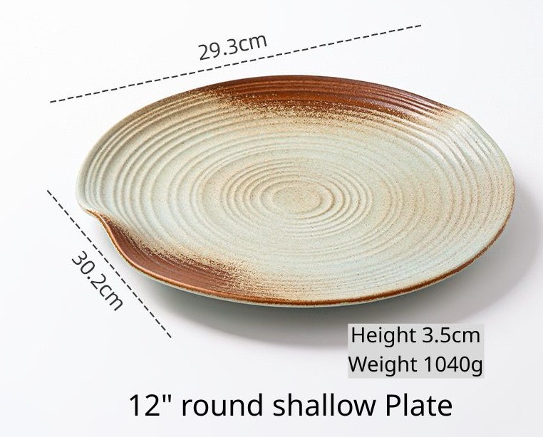 Assiette ronde peu profonde de 12 pouces