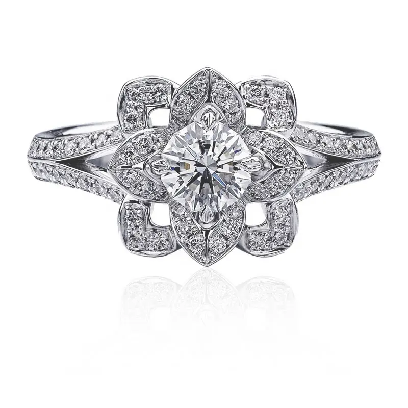 Solitaire Real Natural 0.75 Ct Diamond Ring in 10k and 14k White Gold @ Exclusive Price factory making