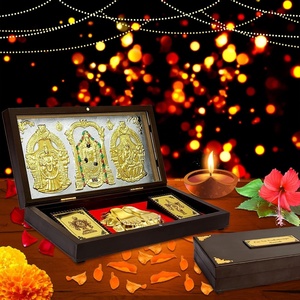 Đền trang trí nội thất mạ Vàng thần tượng balaji padmavati & lakshmi Ji khung ảnh với Charan paduka cho món quà cưới thịnh vượng Quà Tặng - Product Image 4