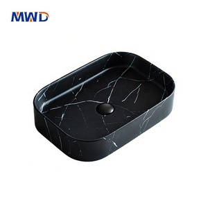 MWDモダン長方形ベッセルシンク丸角大理石亀裂テクスチャ浴室バニティベイシン - Product Image 4