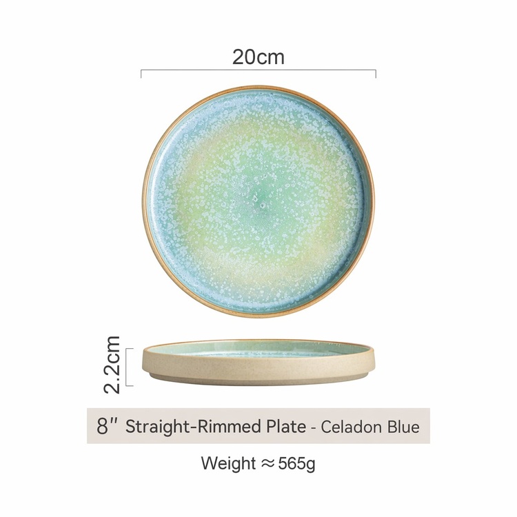 8 pouces rond bleu céladon