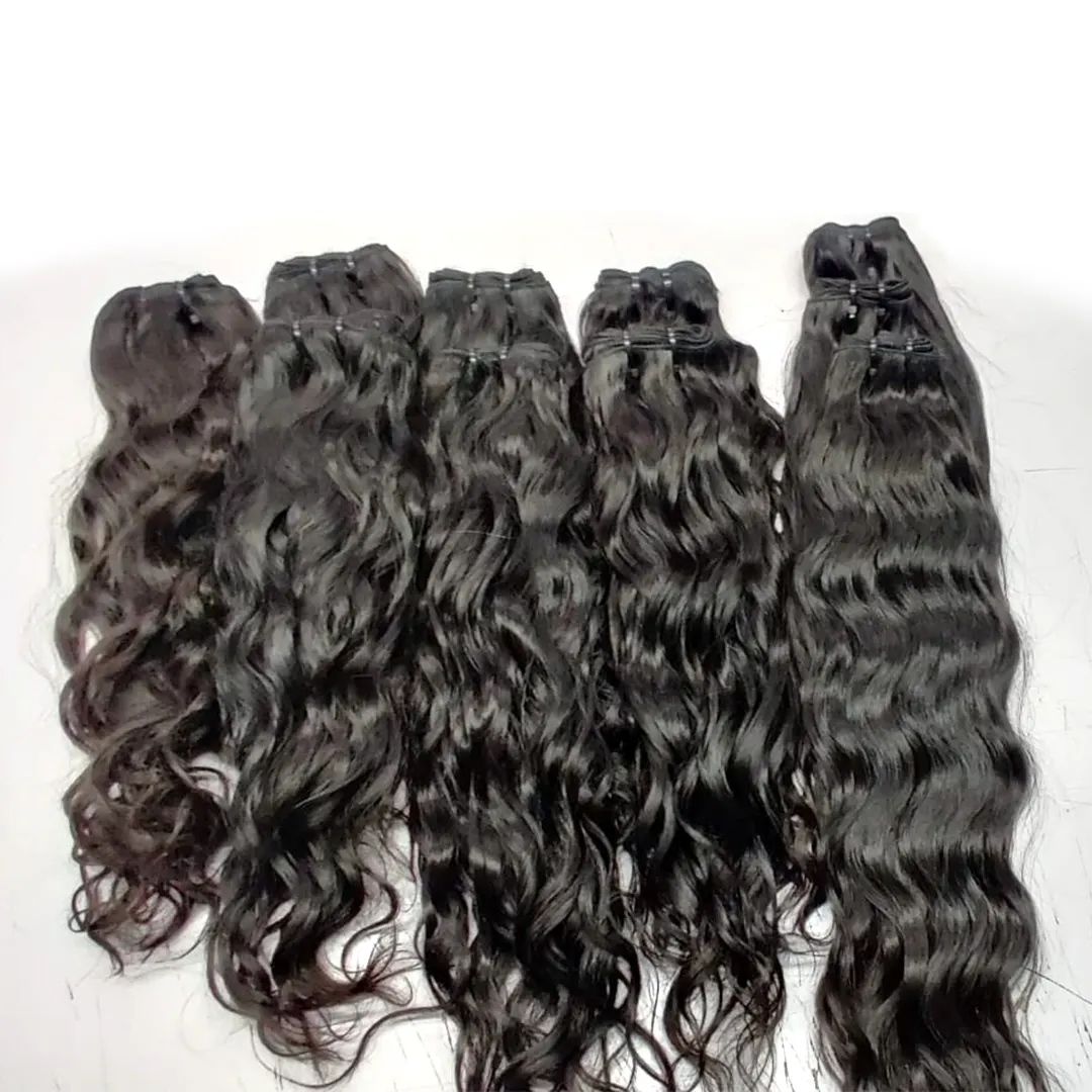 Naturalmente ondulado nenhum cabelo cozinhado Brazilian Raw Wavy Weft Bundles 10 a 40 polegadas Extensões de cabelo ondulado Bouncy Long Lasting Hair