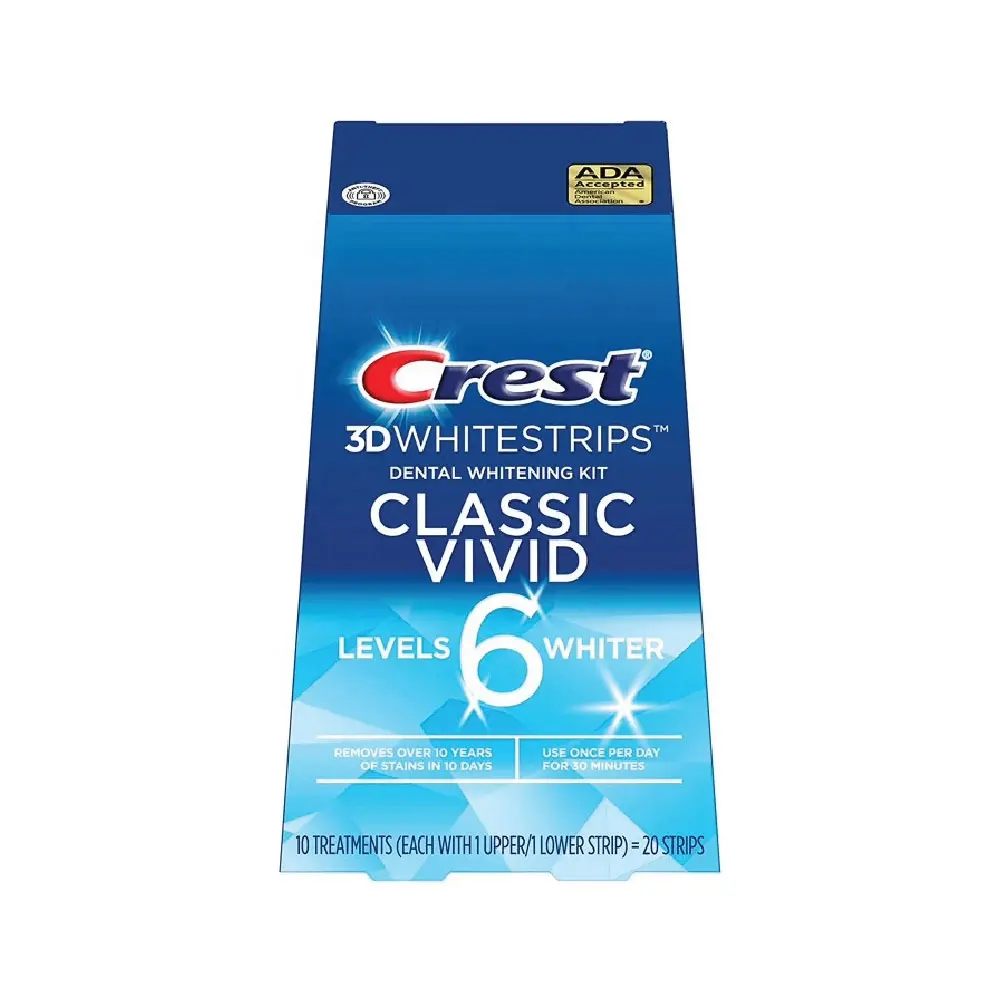 Crest 3dwhitestrips cổ điển Vivid 1 hộp 10 túi 20 Dải Crest răng làm trắng dải