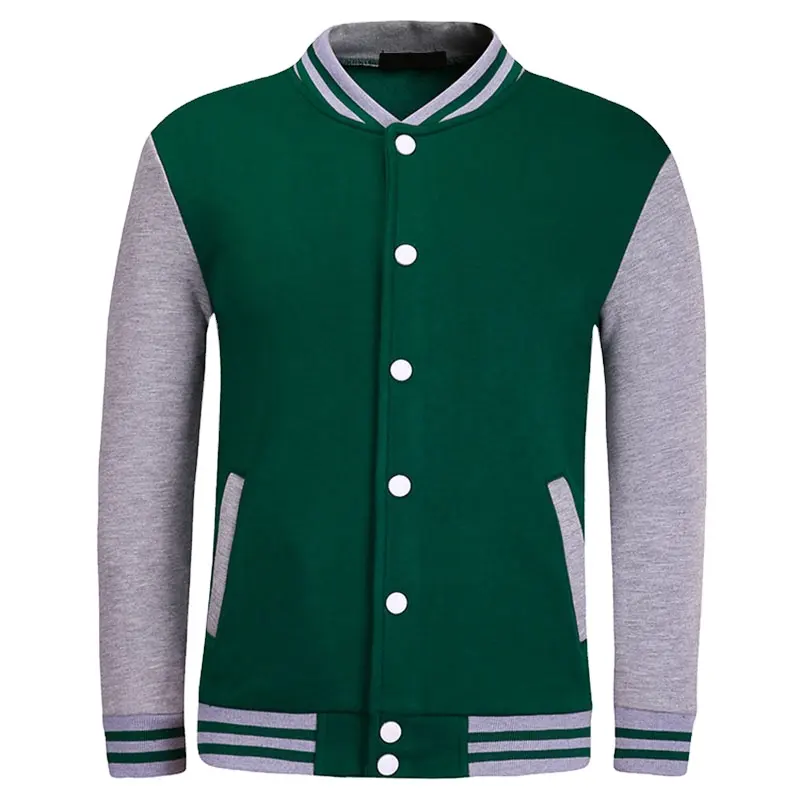 Chaqueta de béisbol de manga verde oscuro para hombre y mujer, chaqueta de béisbol para Universidad, Letterman, diseño de logotipo personalizado, chaquetas cómodas a la moda