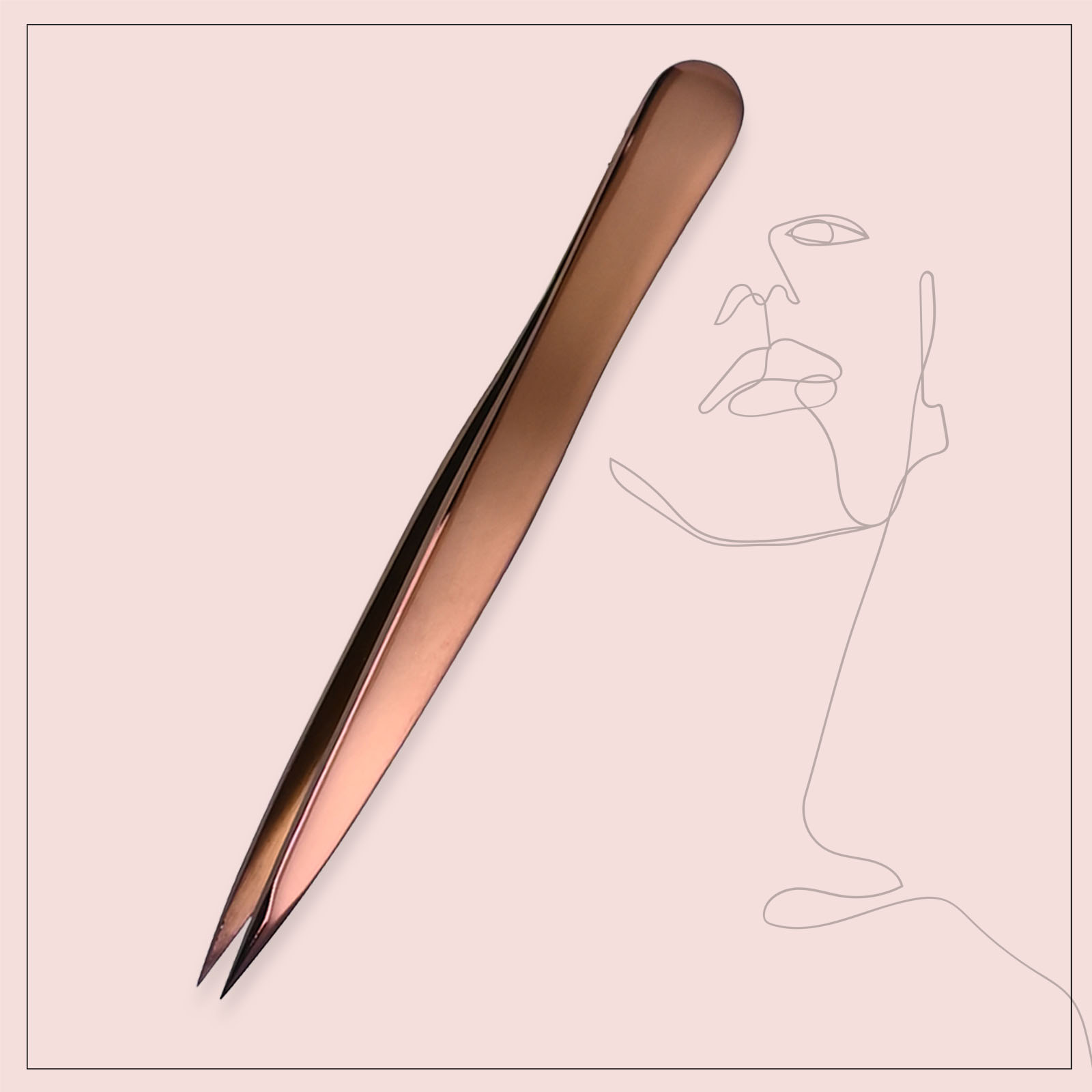 Pince à épiler à sourcils à pointe pointue en or rose