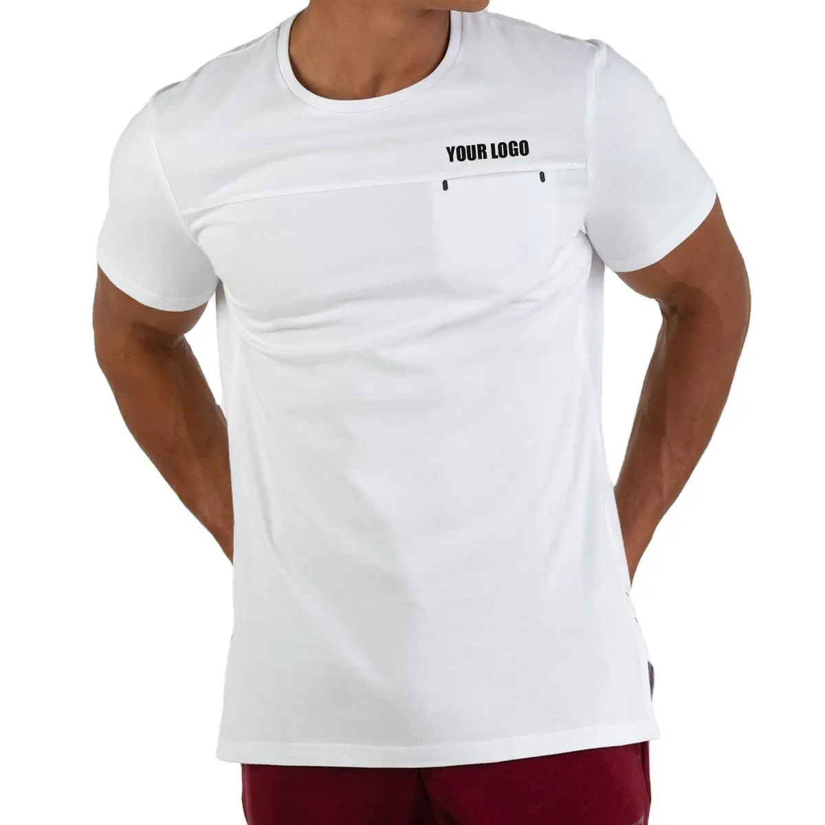 Camiseta informal de manga corta para hombre, ropa de negocios de algodón, ajustada, de Color sólido, a la moda, de verano