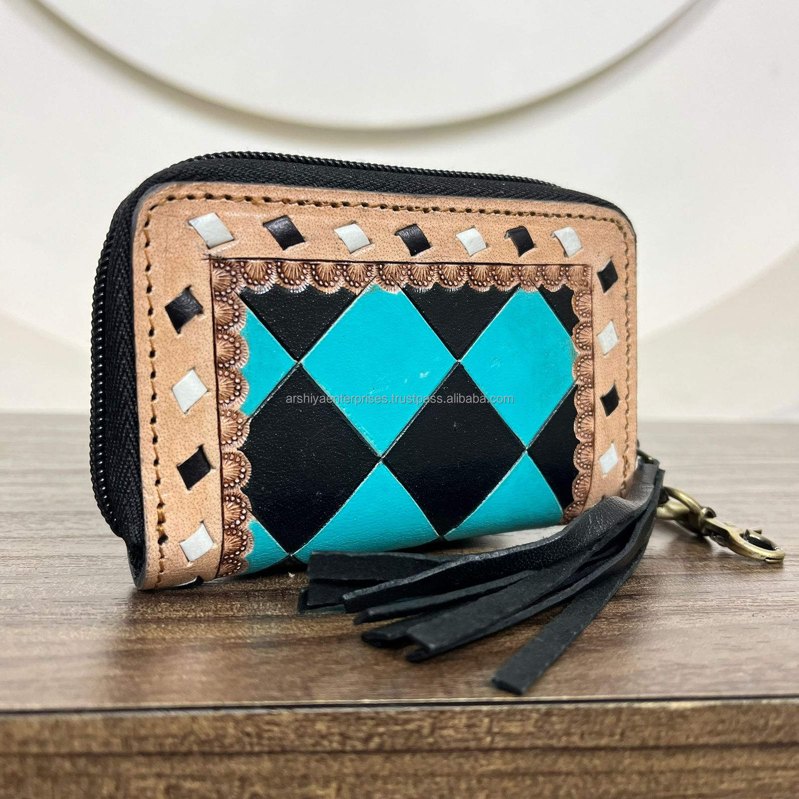 Turquoise & Black Checkered