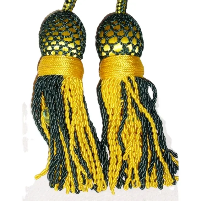 OEM Regulation Dress Cords Gold Customized Drone Cords Silk Ceremonial Uniform Red Blue Silk Banner or Bugle Cord