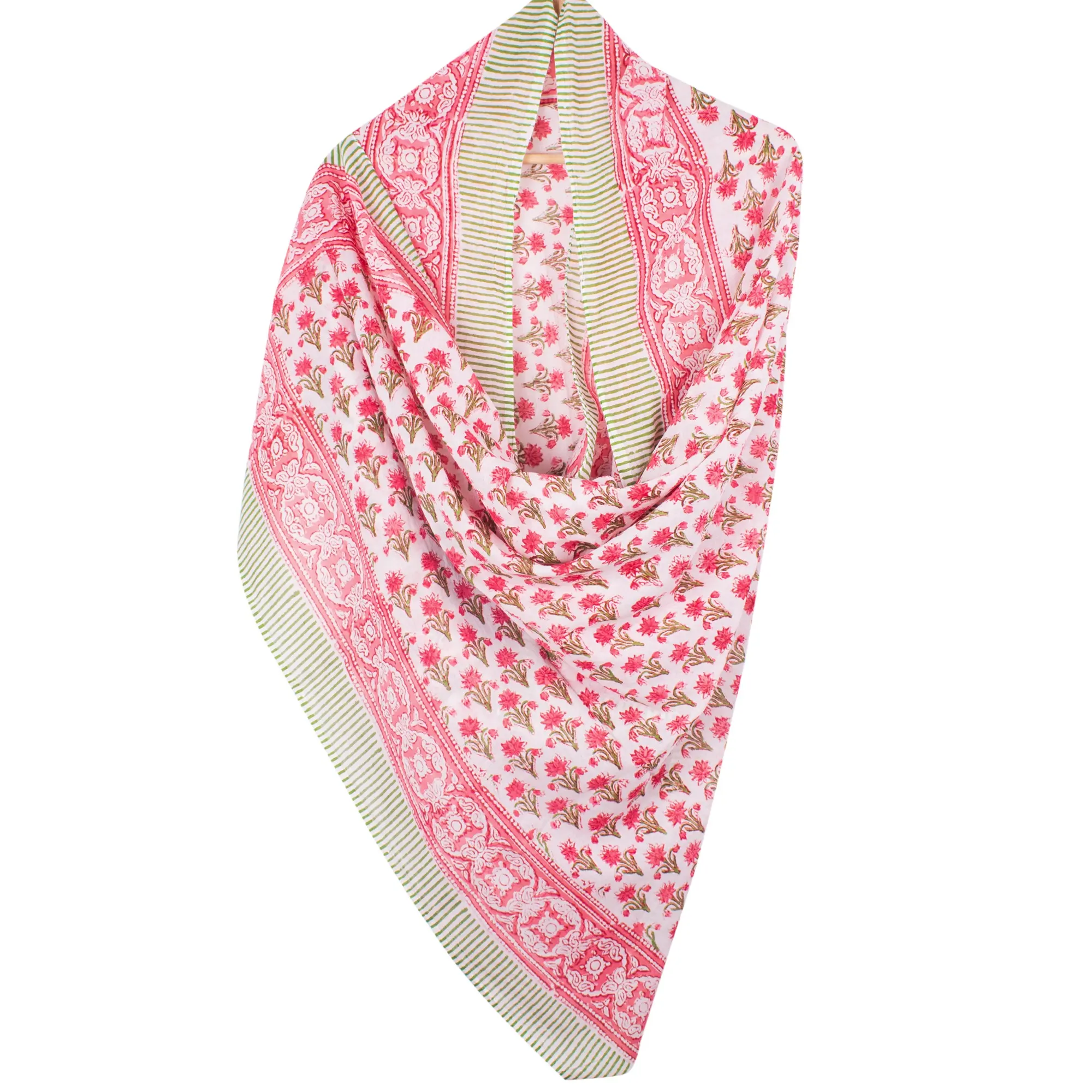 Indian Hand Block Print Natural Color Casual Wear shawls Cotton Durable Pareo Personalized Summer Hijab Scarf Wholesale