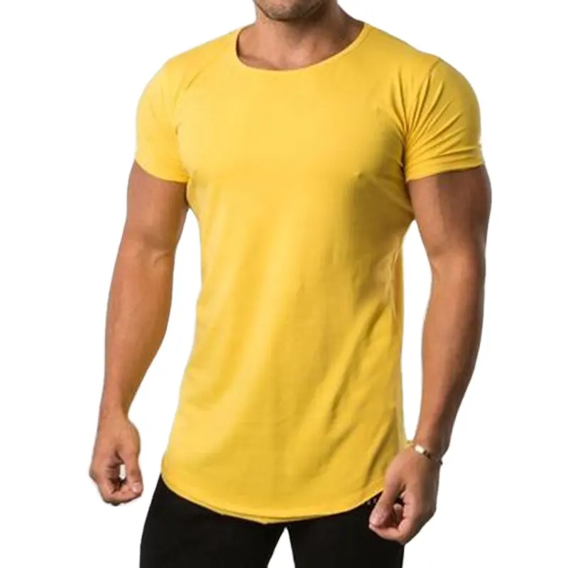 Camiseta ajustada de manga corta para hombre, Camisa ajustada de gimnasio, con estampado personalizado, 95% algodón, 5% licra, con forma de cuerpo, venta al por mayor