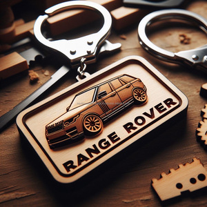 Chaveiro Range Rover de madeira gravado personalizado - Personalizado com seu logotipo para branding promocional e brindes