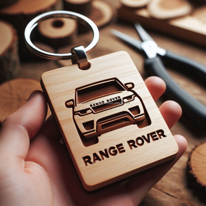Chaveiro Range Rover de madeira gravado personalizado - Personalizado com seu logotipo para branding promocional e brindes
