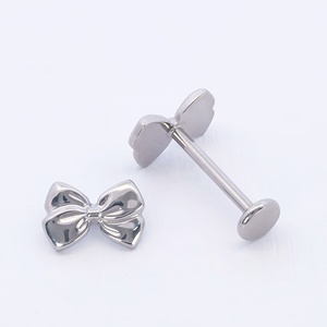Toptan Astm F136 titanyum düz geri dahili dişli dişsiz itme düz geri küpe 10mm 8mm 6mm - Product Image 6