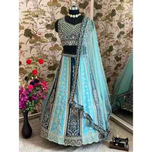 Lehenga choli เสื้อผ้าชุด lehenga ลายปักผ้าลายสวยงาม - Product Image 4