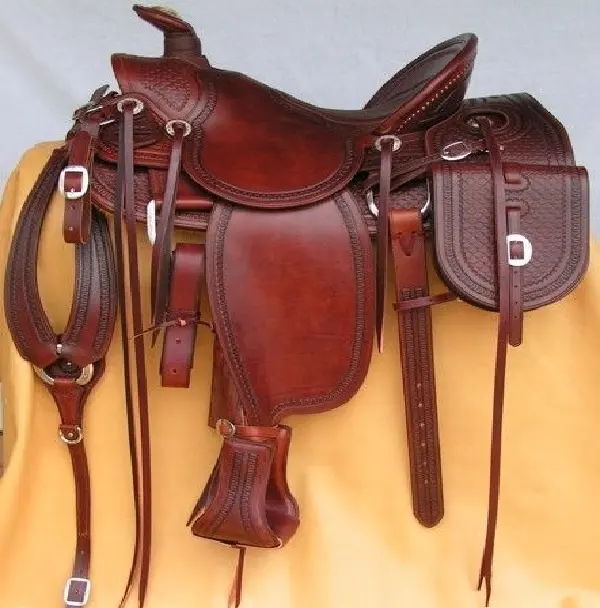 Premium Ranch Roping Horse Wade Saddle with Back Genuine Leather
