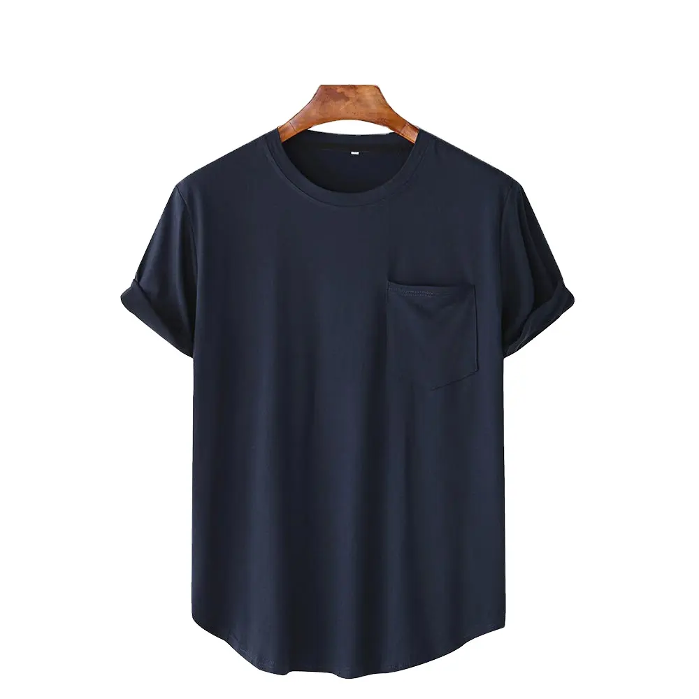 Camiseta informal holgada de manga corta para hombre, camiseta lisa con bolsillo en el pecho personalizable, 100% algodón, cualquier Color Pantone o multicolor