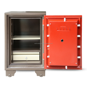 WELKO Mini S630FE耐火スチールセーフボックスブラックレッド、指紋ロック盗難防止機能付き - Product Image 2