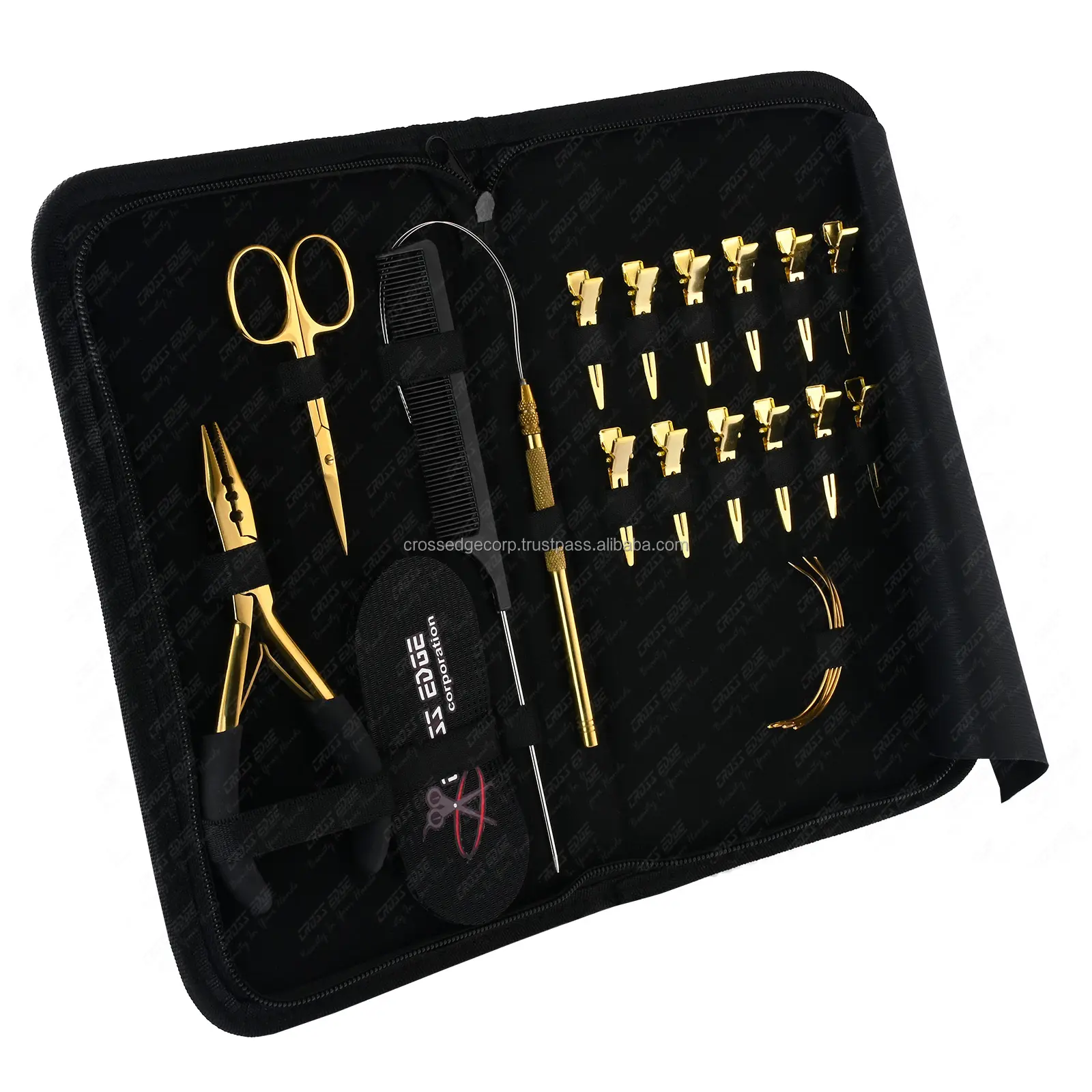 Kit de alicates de aplicación de herramientas de extensión de cabello Nano y Micro Rings con herramienta de bucle de tracción y agujas tipo C de acero inoxidable 5 piezas