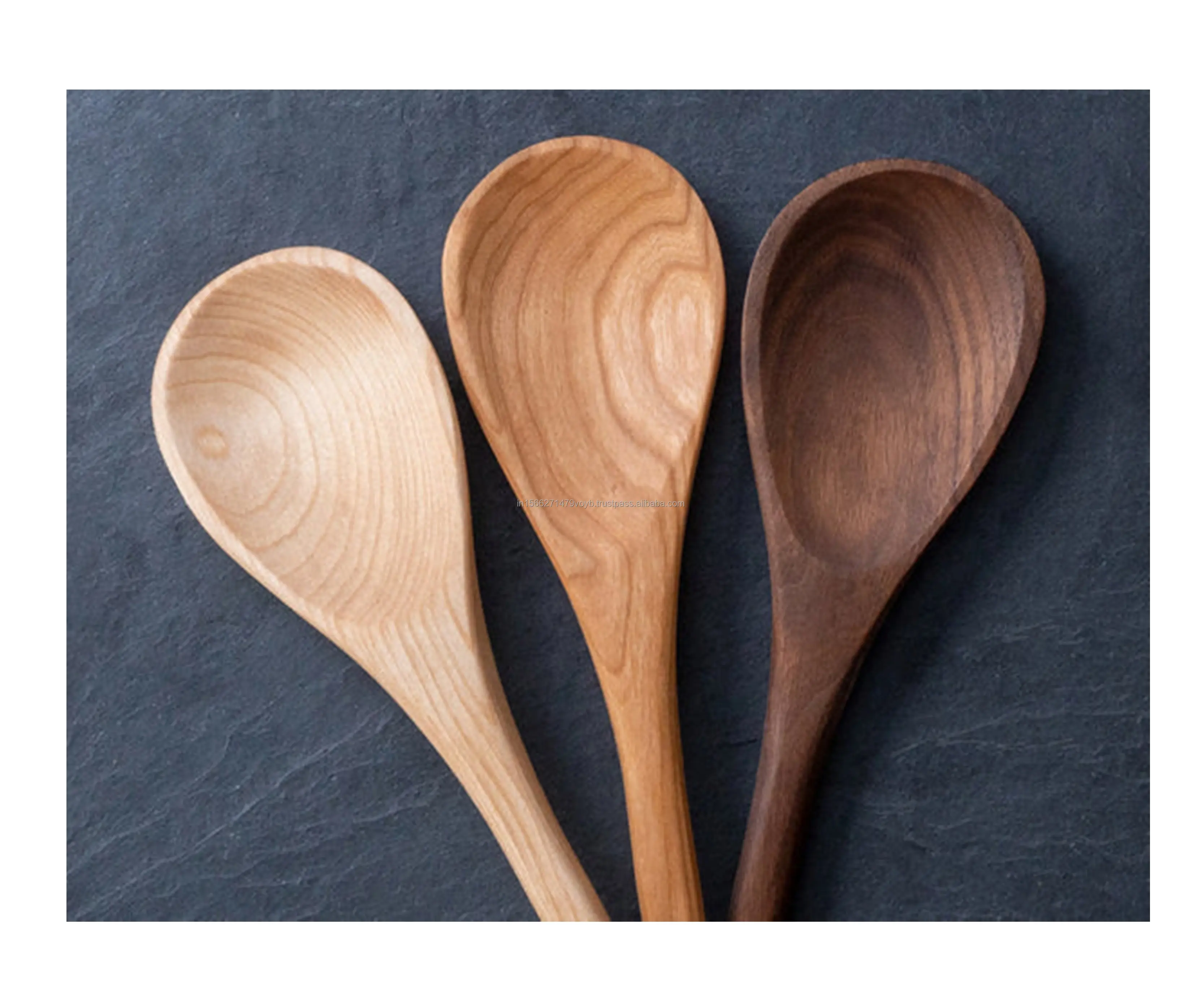 Juego de utensilios de cocina de madera Premium más vendidos en casa de tres cucharas Cuchara hecha a mano hecha en la India