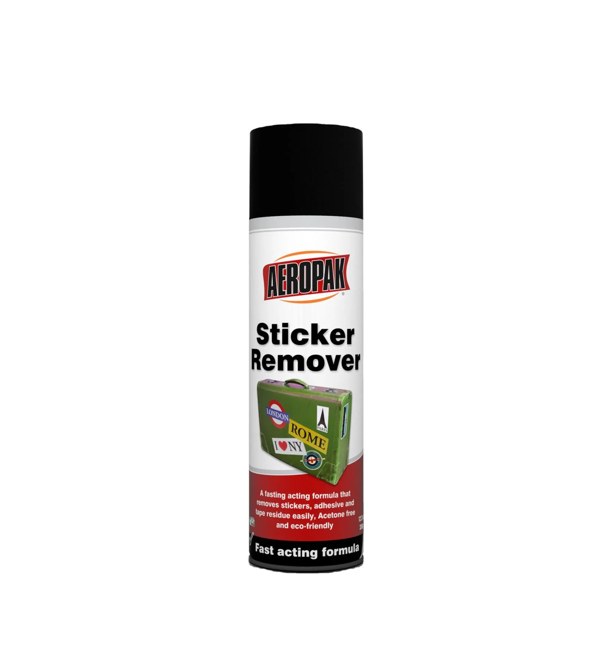 AEROPAK Sticker Remover Cleaner spray de aerosol 500ml para calcomanías de goma de suciedad cinta adhesiva residuos de metales de cromo de vidrio vehículo