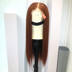 ブラウンカラー100% 高品質人毛ベトナム骨ストレート透明レース赤目ハイライト