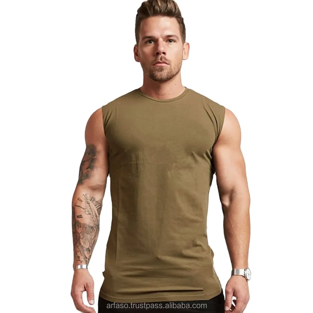 Nam mùa hè giản dị SINGLET vest undershirt rắn màu phòng tập thể dục Tank Tops người đàn ông tập thể dục thể hình tập thể dục cotton không tay áo sơ mi