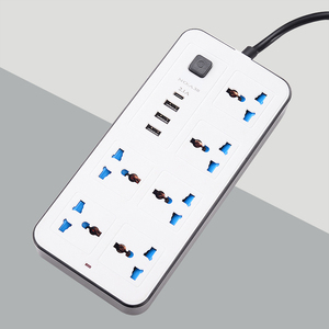 Enchufe eléctrico de 6 vías y regleta de extensión de 3 USB con tomas de cobre de 10A para uso en el hogar y la Oficina, compatible con estándares US EU AU CN