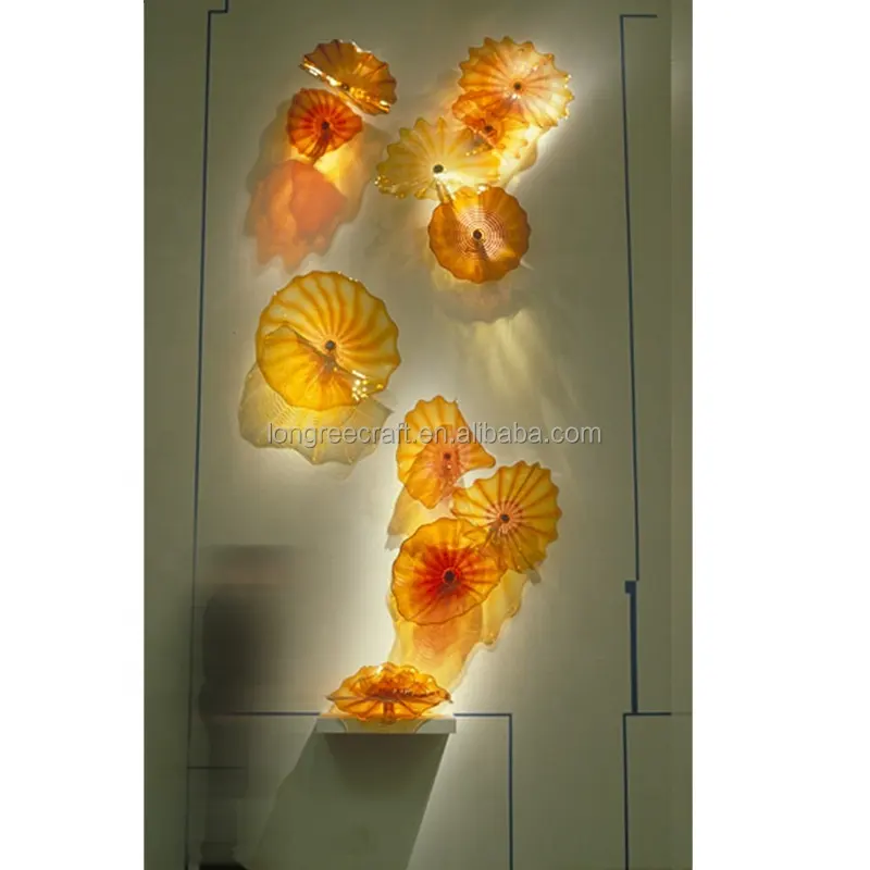 Elegante lampada da parete artistica piatto di vetro di Murano fiore appeso piatti di arte della parete per la decorazione del soggiorno di casa