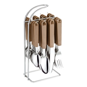 2024 Indian Creative Retro Solid Wood Knife Fork and Spoon Household Stainless Steel Plastic <strong>Pp</strong> <strong>Handle</strong> Cutlery Set - Product Image 6