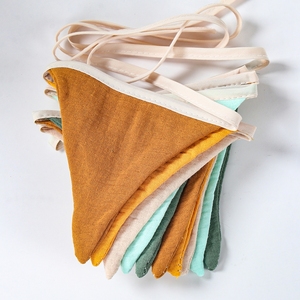 Banderas de tela de algodón Banderín Cadena Banderín Bunting Decoración festiva Banderas coloridas Banderines triangulares lavables Banner - Product Image 6