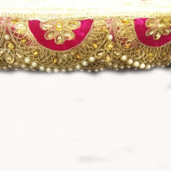 Vintage Silk Sari Guarnição Rosa Com Ouro Bordado fronteira laço indiano atacadores atacado tecidos para as mulheres